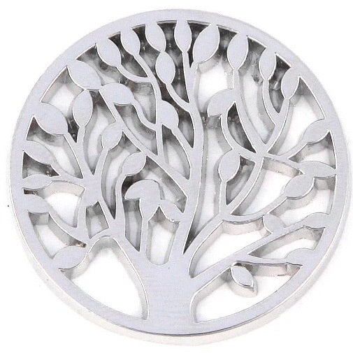 Silver Leafy Tree Coin - Gracie Roze