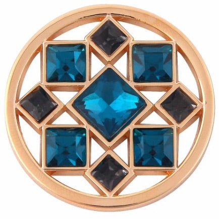 Gold and Blue Geometric Crystal Coin - Gracie Roze