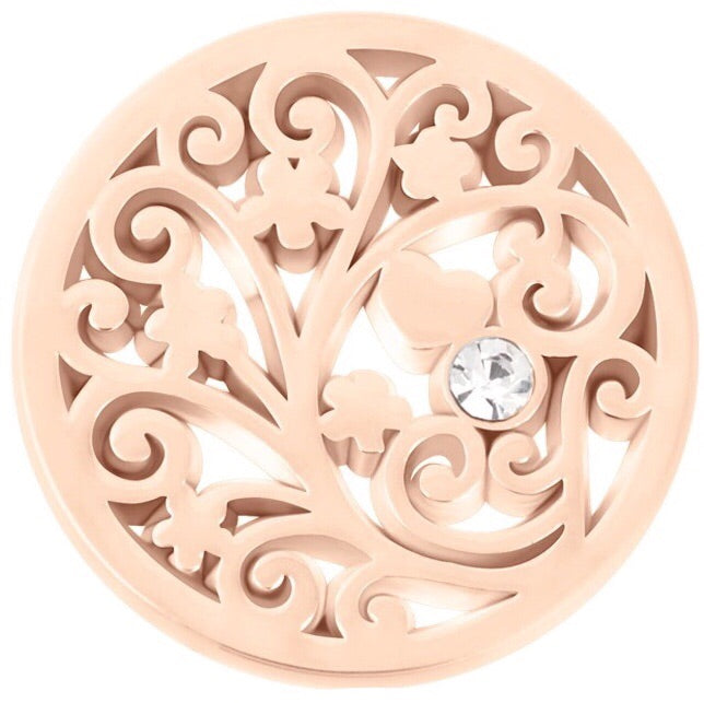 Rose Gold Floral and Heart Coin - Gracie Roze