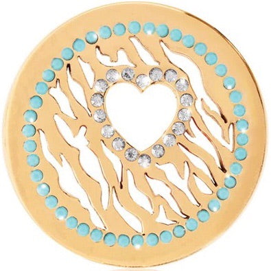 Gold - Teal Heart Coin - Gracie Roze
