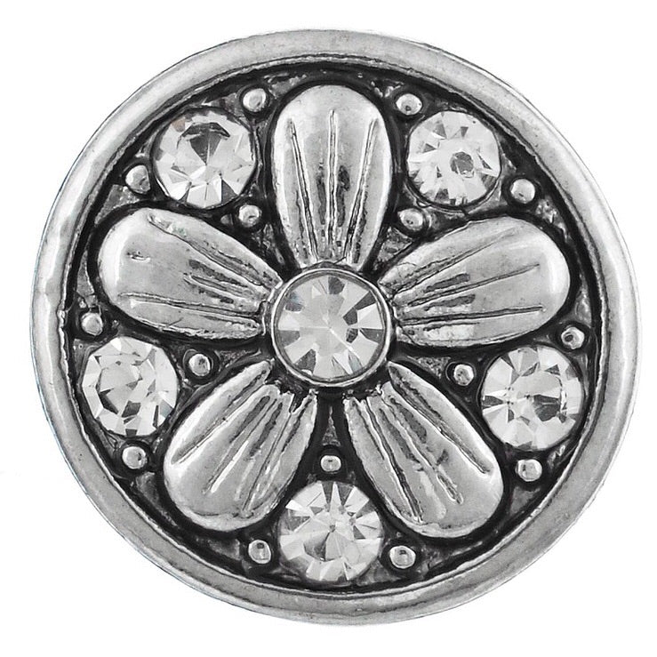 White and Metal Flower Mini Snap - Gracie Roze