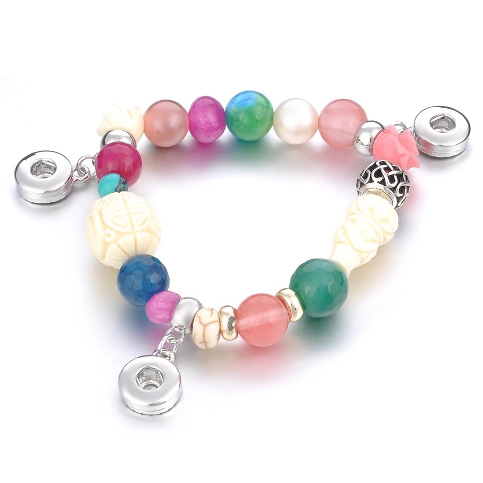 Colorful Beads 3 Snap Bracelet - Gracie Roze