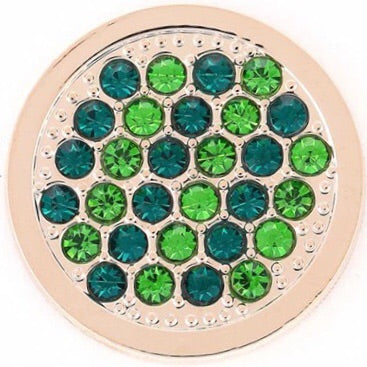 Rose Gold - Green Honeycomb Coin - Gracie Roze