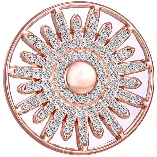 Rose Gold, Gold or Silver Crystal Sun Coin - Gracie Roze
