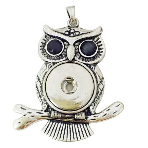 Owl on a Branch Snap Necklace - Gracie Roze
