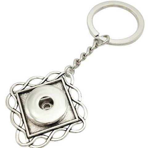 Silver Braided Square Snap Key Chain - Gracie Roze