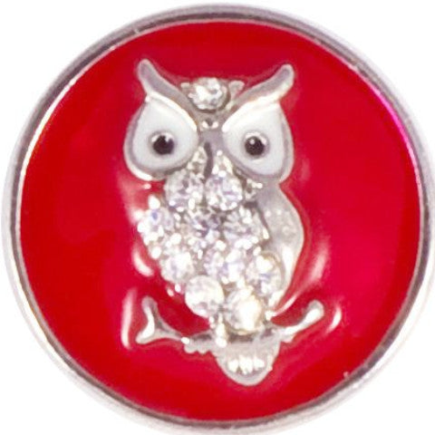 Red Metal Crystal Owl Snap - Gracie Roze