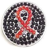 Black and Red Crystal Awareness Ribbon Snap - Gracie Roze