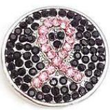 Black and Pink Crystal Awareness Ribbon Snap - Gracie Roze