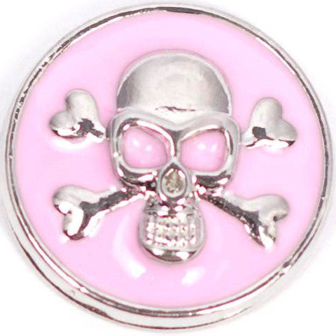 Skull and Bones Pink Metal Snap - Gracie Roze