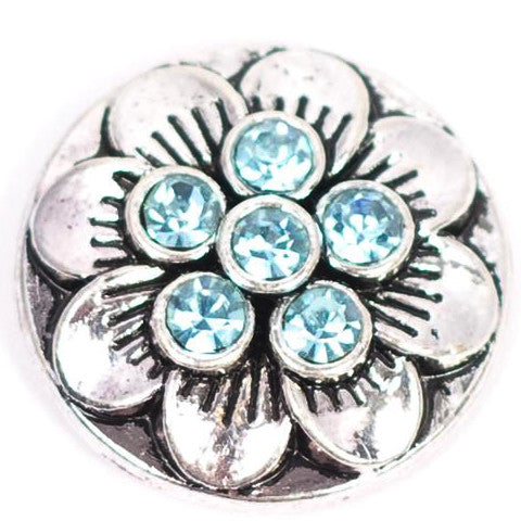 Silver and Blue Crystal Petal Snap - Gracie Roze