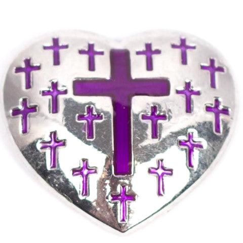 Heart Metal Purple Cross Snap - Gracie Roze