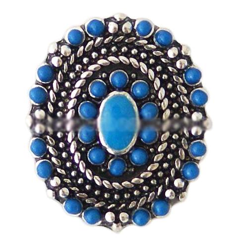 Blue Oval Vintage Beaded Snap - Gracie Roze