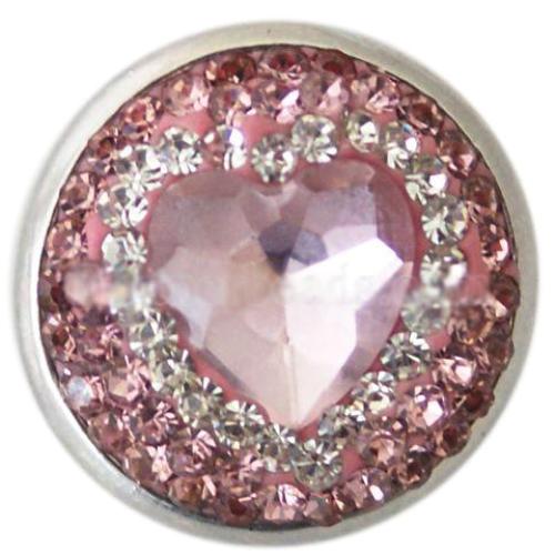 Soft Pink and White Crystal Heart Snap - Gracie Roze