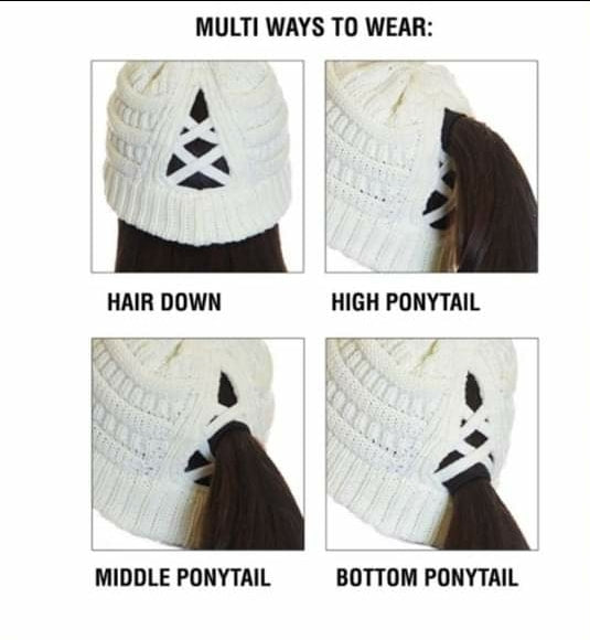 Criss Cross Ponytail Knit Hat - Gracie Roze