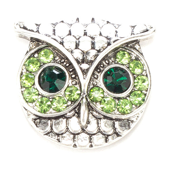 Owl with Big Green Eyes Metal Snap - Gracie Roze