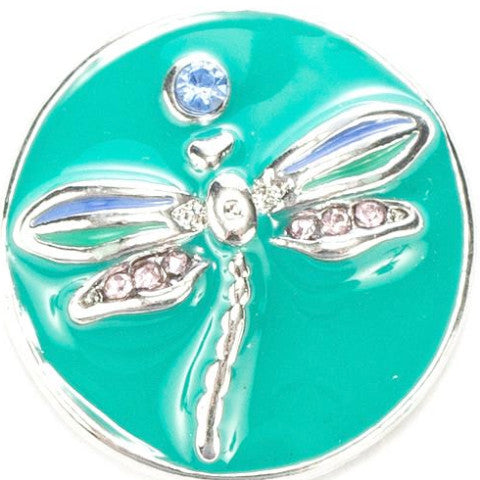 Teal Metal Dragonfly Snap - Gracie Roze